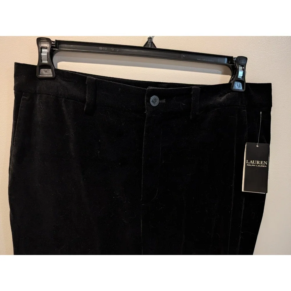 Lauren Ralph Lauren‎ Black Label High Rise Stretch Velvet  Trouser SIZE 4 Black - Picture 8 of 16